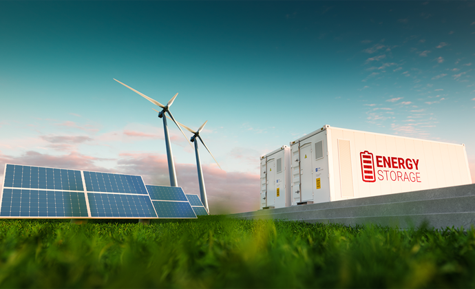 Concept Energy Storage System Renewable Energy Photovoltaics Wind Turbines Li Ion Battery Container NL Wind